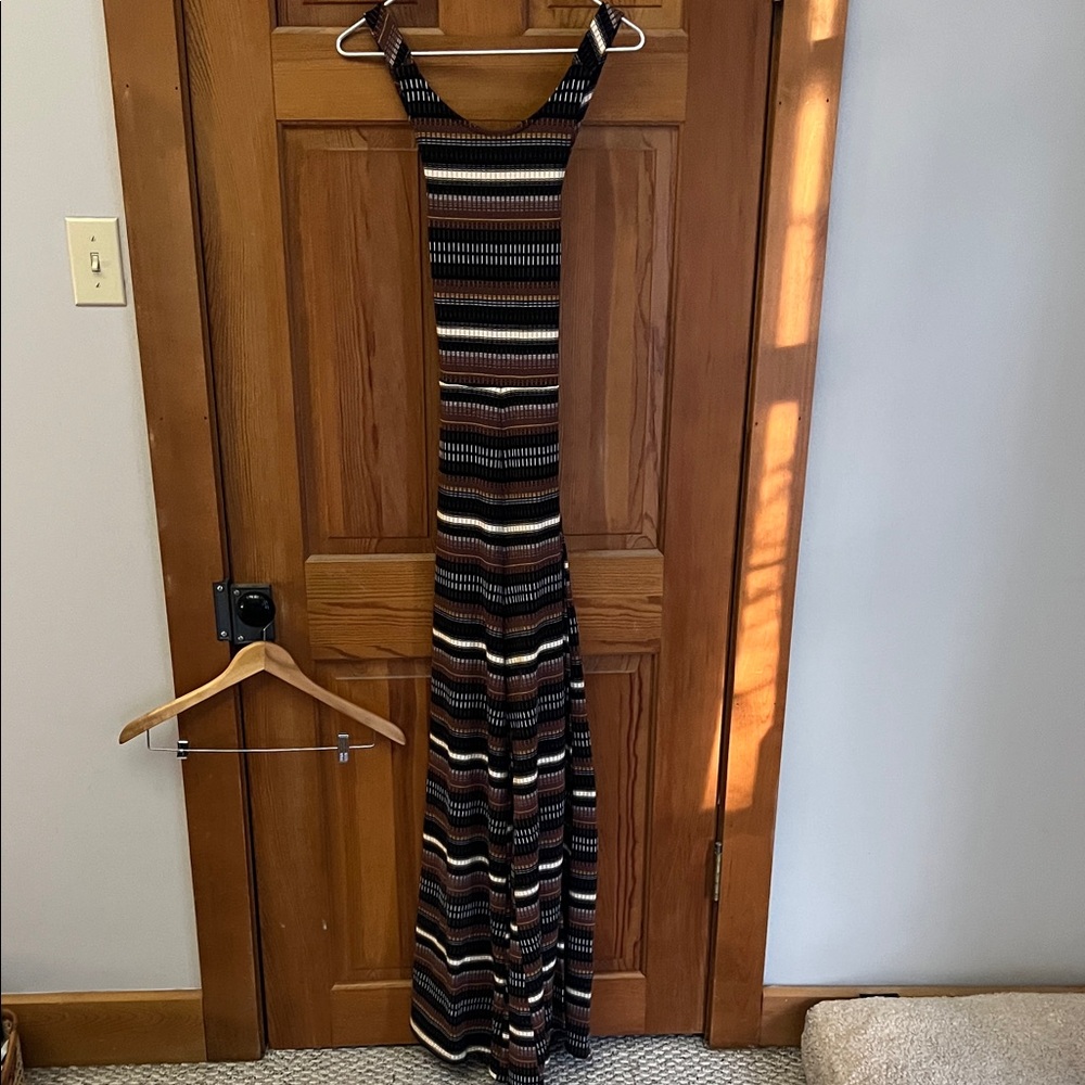Striped Maxi Dress - Black and Brown
